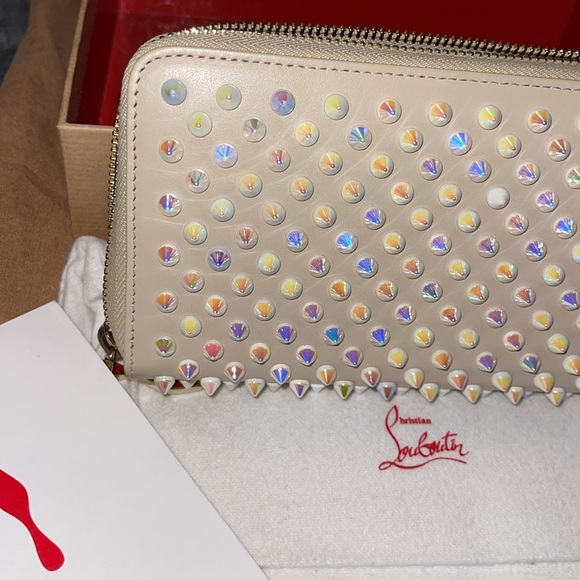 Christian Louboutin panettone wallet calf empire/spikes beige leather multicolor - Picture 3 of 15